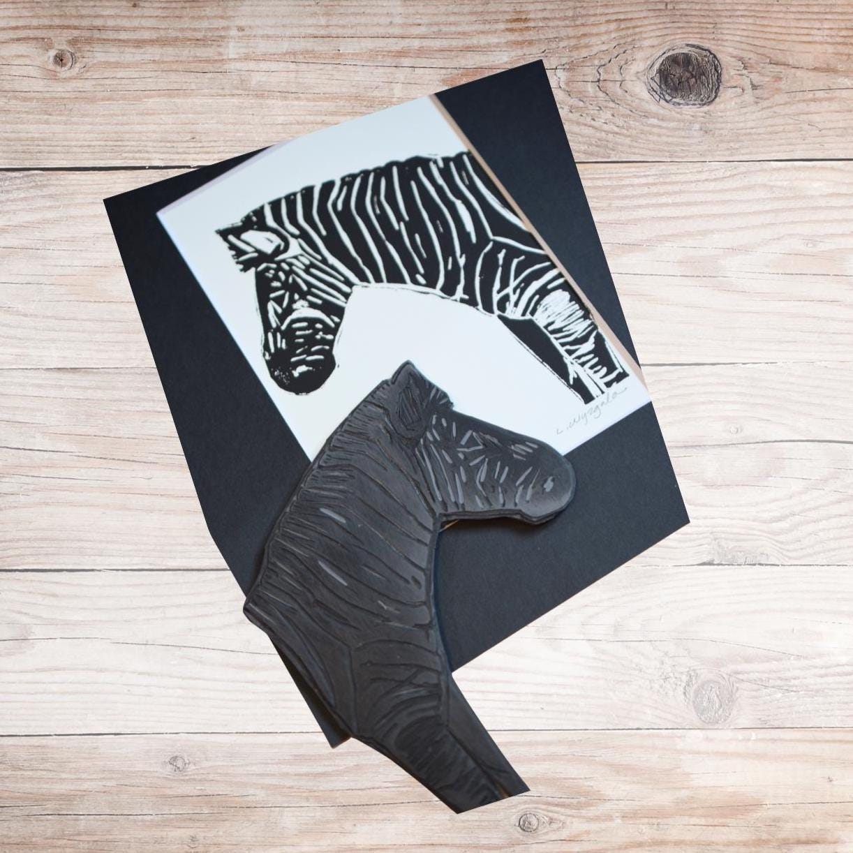Zebra Linocut Print: Hand-carved Wildlife Art, Matted 8x10 - Etsy