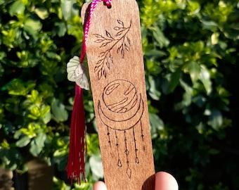 Astro Lesezeichen - Handgemacht // Handgefertigt // Holzbrand // Planeten // Witchy // Pflanzen // Gothic // Okkult // Kunst aus Holz
