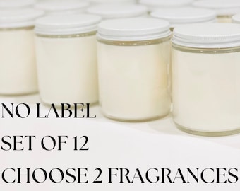 No Label Bulk Candles | Private Label Candles | Wholesale Candles Set of 12 Clear Candles Soy Handmade Candles