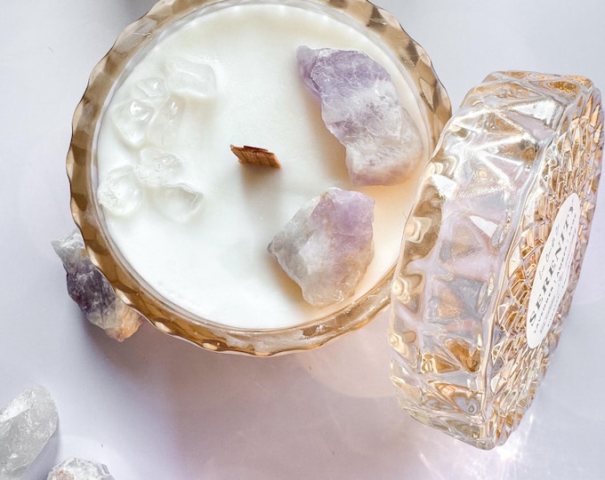 Crystal Intention Candles | Healing Crystal Candles | Manifestation Candles | Aromatherapy Soy Candles | Crystal Infused Candles | Crystals