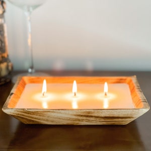 Dough bowl candle | Rustic farmhouse home decor | Rustic bookshelf decor | Reusable dough bowl candle