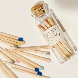 Matches for Candles | Matches in glass vile | 2 in. wooden matches | cute matches gift | cute matches party favors | adult stocking stuffer