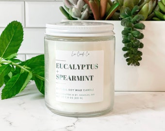Eucalyptus Spearmint Candle | Self Care Candle Gift | Calming Candle | Mint Candle