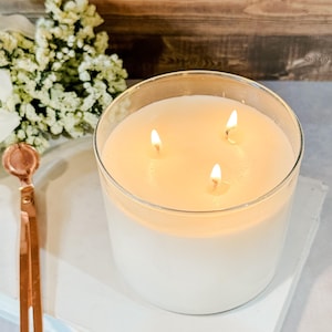 Large Soy Candle | Minimalist Candle | 3-wick tumbler candle 16 oz | Simple Candle for Home | Bookshelf Decor | No Label Plain Candle