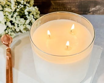 Large Soy Candle | Minimalist Candle | 3-wick tumbler candle 16 oz | Simple Candle for Home | Bookshelf Decor | No Label Plain Candle