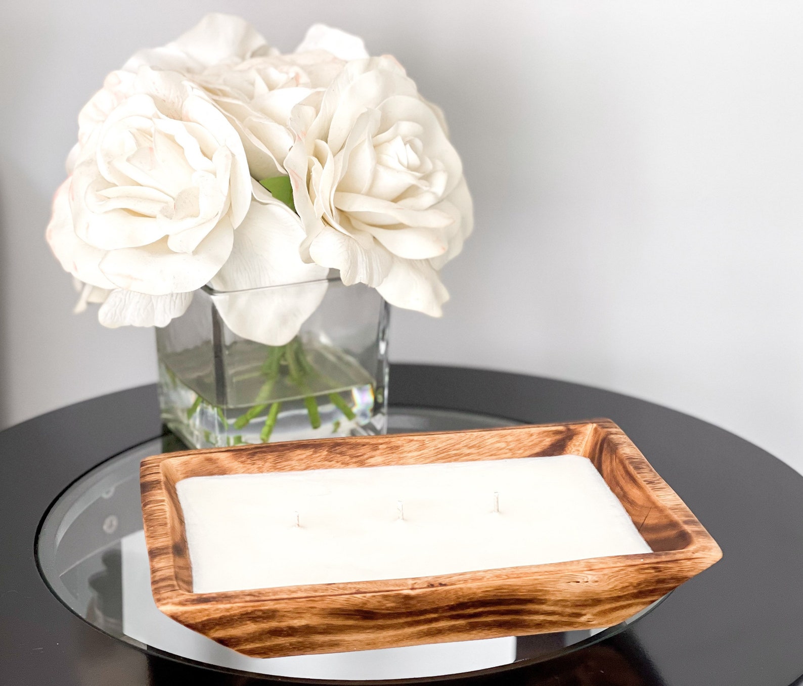 Wooden dough bowl candle housewarming gift natural soy Etsy