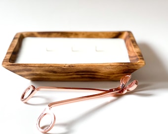 Dough bowl candle | Rustic farmhouse home decor | Rustic bookshelf decor | Reusable dough bowl candle