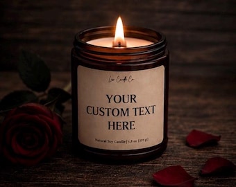 Custom Candle | Personalized candle with your text | Custom label candle for gift | Candle gift funny sayings | Wooden wick no label candle