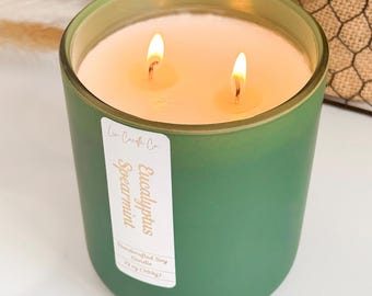 Eucalyptus Spearmint Soy Candle: Calming Aromatherapy, 13 oz