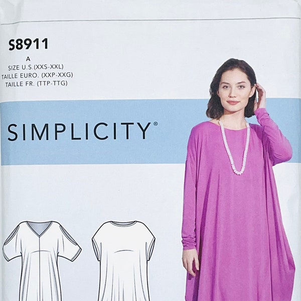 Simplicity 8911 Sewing Pattern, S8911, Casual Summer Dress Sewing Pattern, Caftan, Night Gown Dress, Vacation Dress Pattern, Size (Xxs-Xxl)