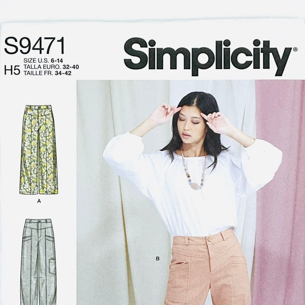 Simplicity 9471 Sewing Pattern for Women, Women's Pants Sewing Pattern, Cropped, Wide-Legged, Peg, Elastic Waist Pants, Size (6-14 or 16-24)