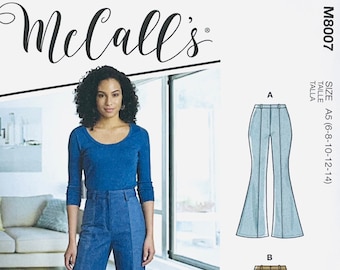 McCall's 8007 Sewing Pattern, S8007, Misses' Bell Bottom Pants Patterns, Flared Leg Pants Pattern, Size (6-8-10-12-14 or 14-16-18-20-22)