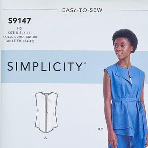 Simplicity 9147 Wardrobe Sewing Pattern for Women, Top, Blouse, Shirt Sewing Pattern, Pull-on Pants Sewing Pattern, Vest Pattern Size (6-14)