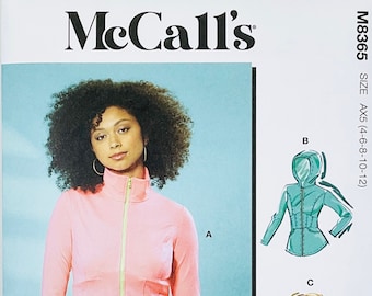 McCall's 8365 Active Wear Knit Corset-Style Jacket Sewing Pattern for Women, Cropped Hoodie for Workout, (4-6-8-10-12 or 12-14-16-18-20)