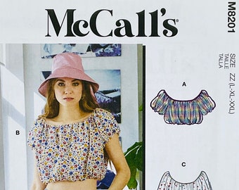 McCall&#39;s 8201 Loose Fitting Crop Top Shirt Sewing Pattern for Women, Summer Blouse Sewing Pattern, Vacation Wardrobe, (Xs-S-M or L-XL-XXL)