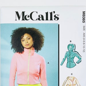 McCall&#39;s 8365 Active Wear Knit Corset-Style Jacket Sewing Pattern for Women, Cropped Hoodie for Workout, (4-6-8-10-12 or 12-14-16-18-20)