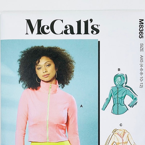 McCall's 8365 Active Wear Knit Corset-Style Jacket Sewing Pattern for Women, Cropped Hoodie for Workout, (4-6-8-10-12 or 12-14-16-18-20)