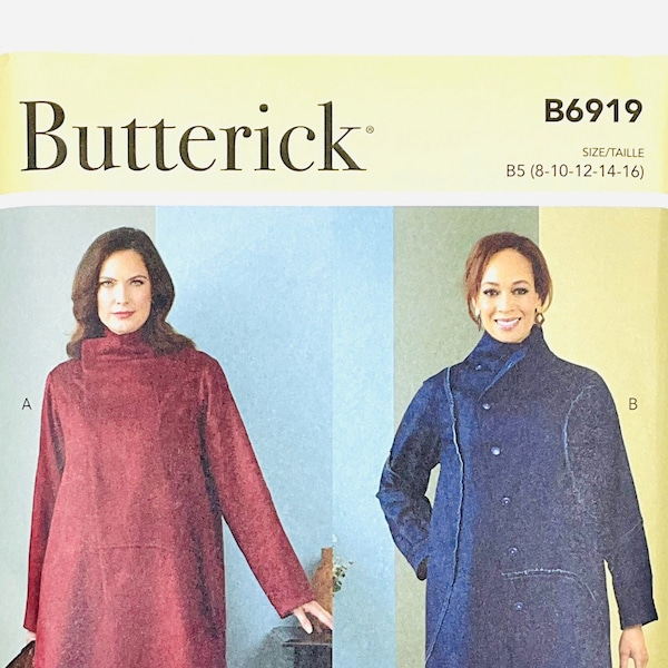 Butterick 6919 Women's Coat Sewing Pattern, Jacket Sewing Pattern, Sewing Patterns for Women, B6919, Size (8-10-12-14 -16 or 16-18-20-22-24)