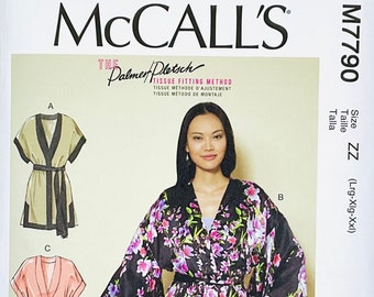 McCall&#39;s 7790 Patrón de costura, M7790 Misses&#39; Kimono, Caftan, Robe, Palmer and Pletsch Jacket and Belt, Size (Xsm-Sml-Med o Lrg-Xlg-Xxl)