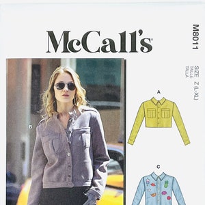 McCall&#39;s 8011 Easy Button Front Jacket Sewing Pattern for Women, Coat Sewing Pattern, Cropped Jacket, Unused Pattern, Size (Xs-S-M or L-Xl)