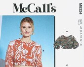 McCall's 8324 Sewing Pattern - M8324 Misses' Open Back, Crop Top, Shirt or Blouse With Back Ties, Size (6-8-10-12-14 or 16-18-20-22-24)