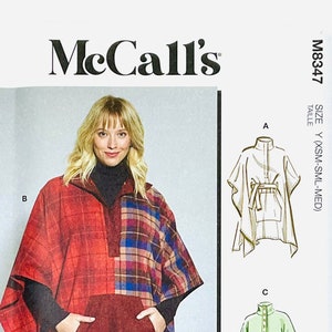 McCall&#39;s 8347 Sewing Pattern, M8347 Women&#39;s Poncho Sewing Pattern, Cape Sewing Pattern, Cape, Belt, Size (Xsm-Sml-Med or Lrg-Xlg-Xxl)