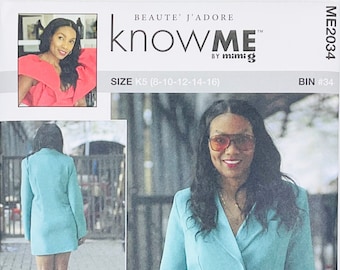Know ME 2034 Lined Button Front Dress Sewing Pattern for Women, Blazer Dress Pattern, Jacket Dress, Special Occasion, Size (8-16 or 18-26)