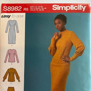Einfachheit 8982 Schnittmuster - S8982 Misses &#39;Knit zweiteilige Pullover Kleid, Tops, Röcke, Größe 6-14 oder 14-22