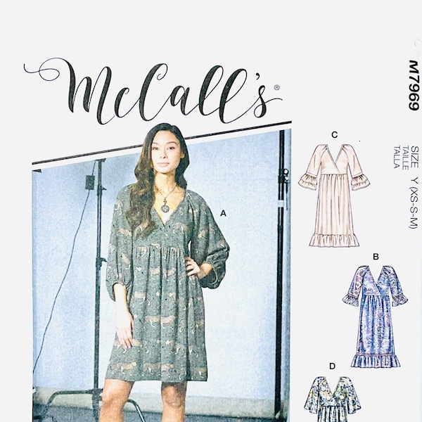 McCall's 7969 Women's Dress Sewing Pattern, Pullover Casual, Summer Dress, Ruffles, Tiers, Gathers, for Work, Size (Xsm-Sml-Med or L-Xl-Xxl)