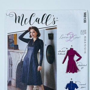 McCall&#39;s 8138 Sewing Pattern, M8138, Misses&#39; Dress Sewing Pattern, Learn to Sew, #BrooklynMcCalls Pattern 6-8-10-12-14 or 16-18-20-22-24
