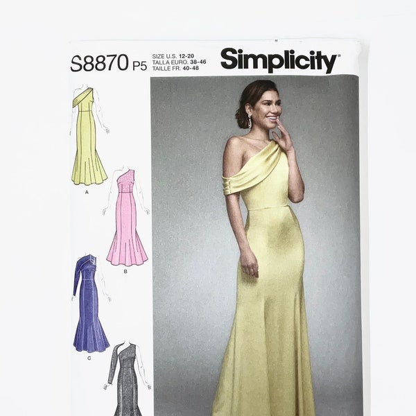 Simplicity 8870 Sewing Pattern for Women, Evening Wear, Special Occasion Dress Sewing Pattern, Petite Sewing Pattern, Size (4-12 or 12-20)