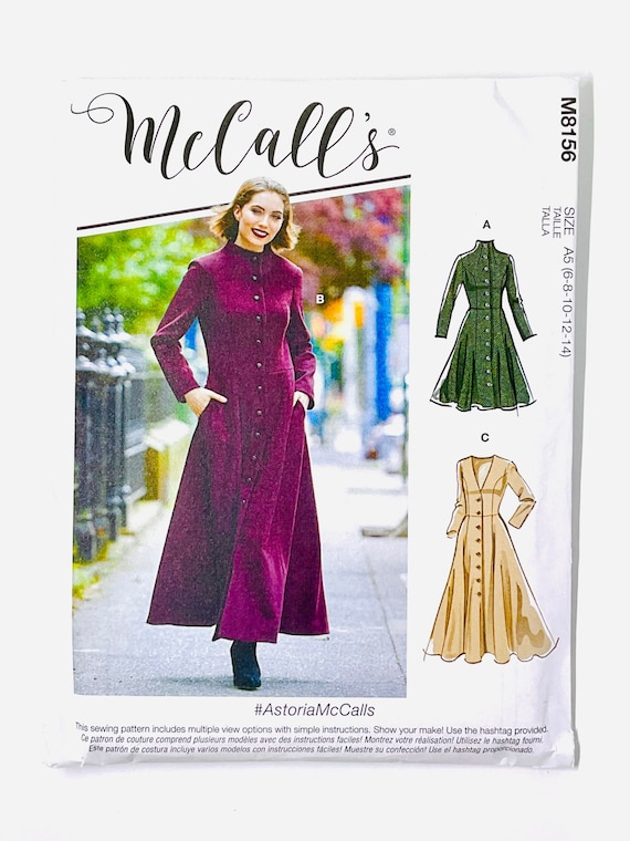 Mccall's 8156 Sewing Pattern, M8156, Princess Seamed Coat Pattern