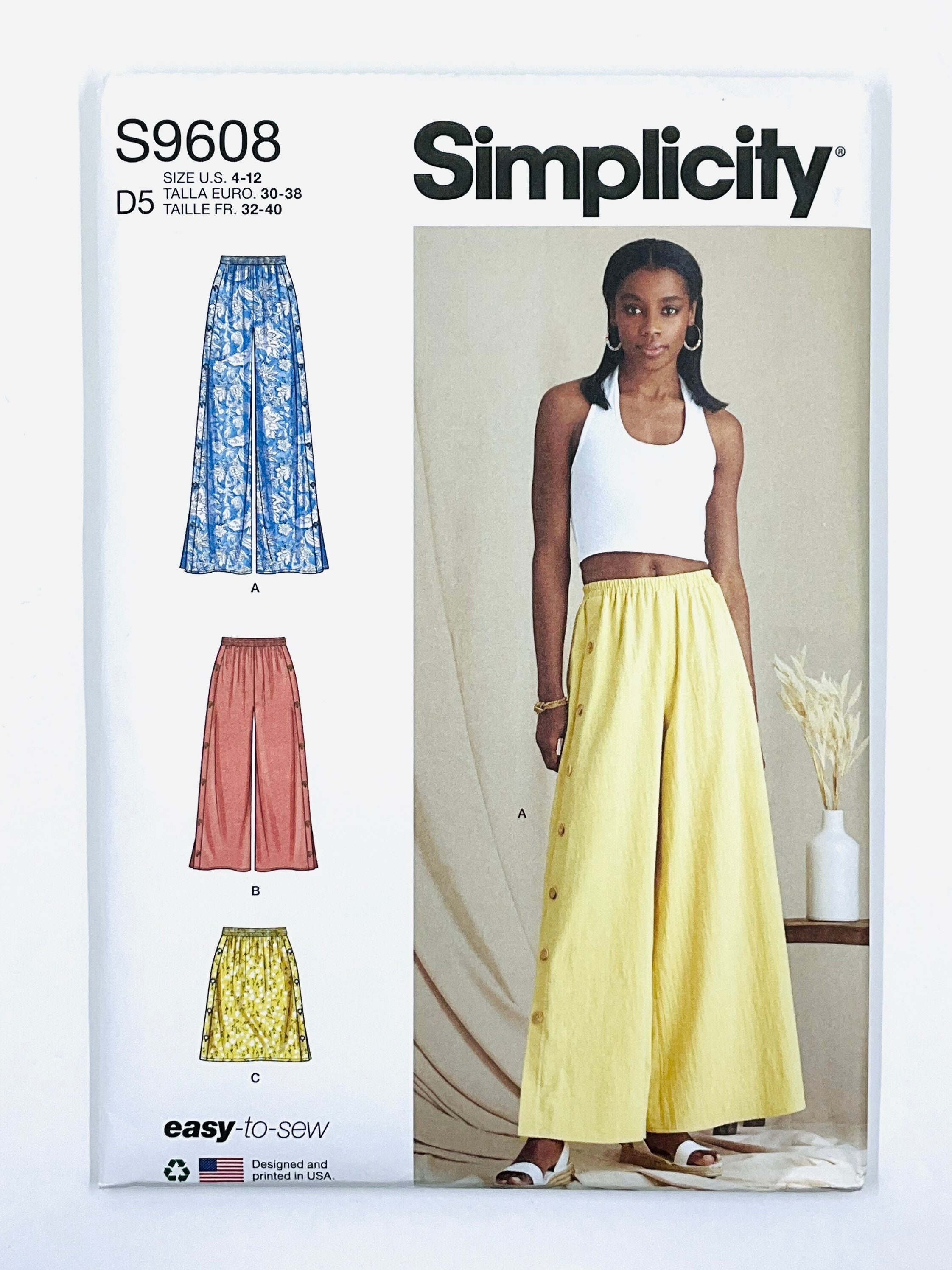 Simplicity 9608 Sewing Pattern - Misses' Pants and Skirt, With