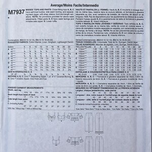 May include: A sewing pattern for women's tops and pants. The pattern includes instructions for making a close-fitting top with boning and a separate back zipper, and fitted pants with a side zipper. The pattern is for sizes 6-22 and includes suggested fabrics and notions.