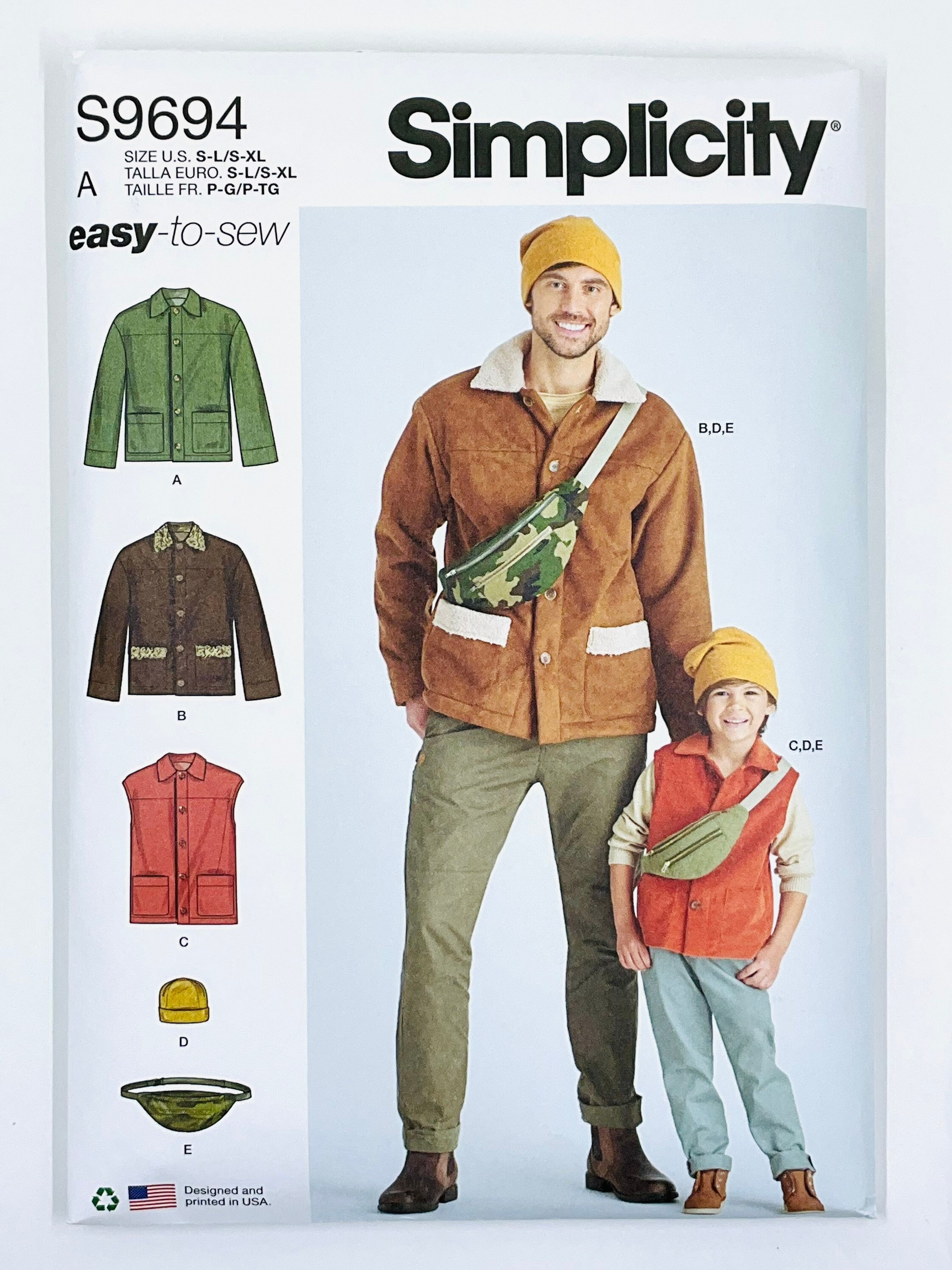 【30％OFF】 Boys for Pattern Sewing 9694 Simplicity and Jacket Men, 裁縫材料