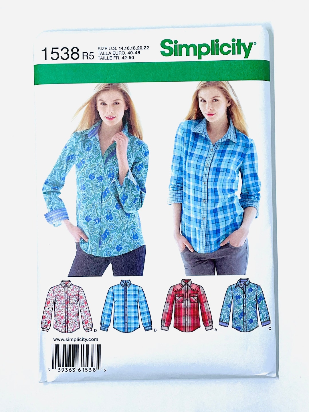 Simplicity 1538 Sewing Pattern, S1538 Easy Button Front Shirt Sewing Pattern for Women, Top