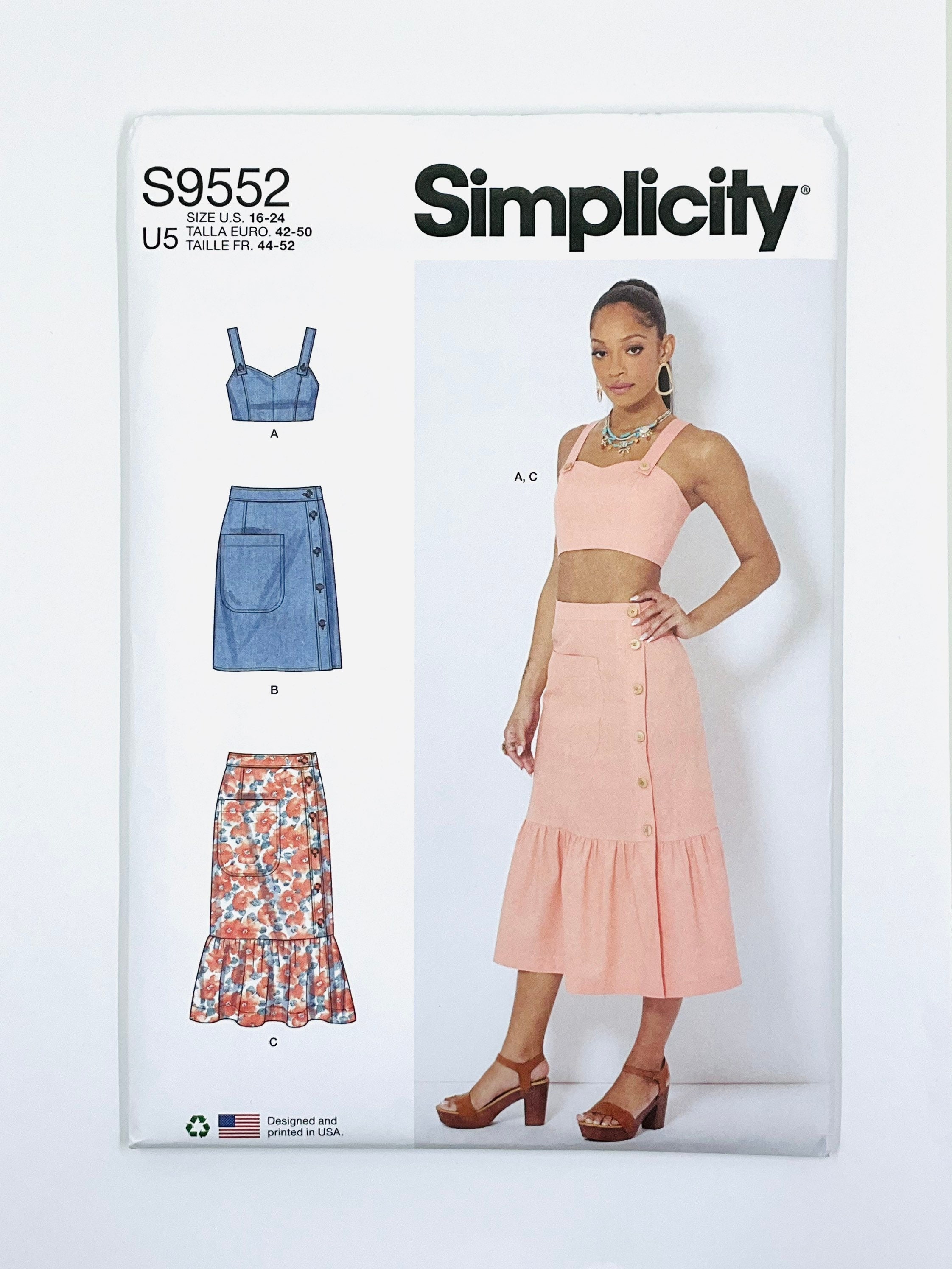 Simplicity 9552 Sewing Pattern, S9552 Misses' Crop Top, Princess Seams ...
