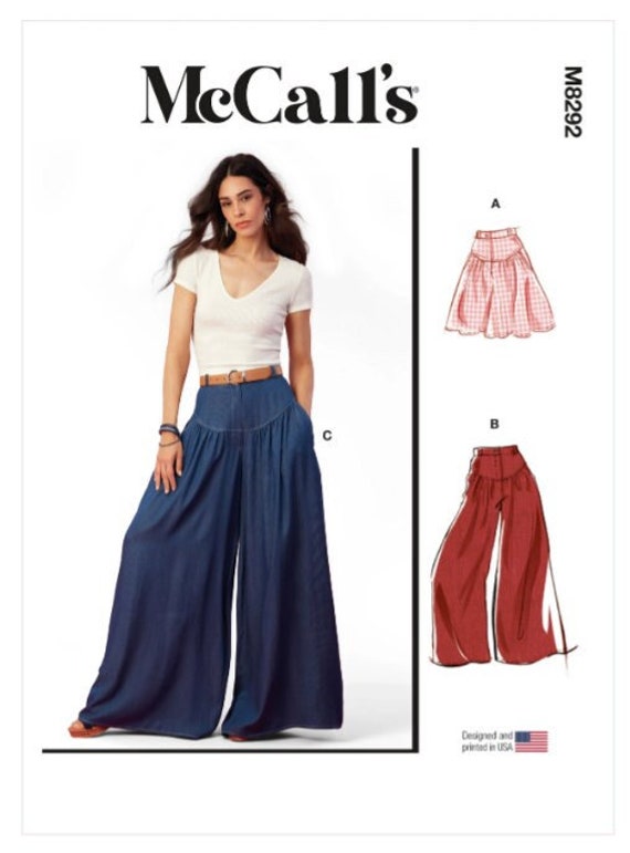 Mccall's 8292 High Waisted Wide Leg Pant Gathered With Yoke Popular Sewing  Pattern for Women, Shorts Sewing Pattern, Size 6-8-10-12-14 