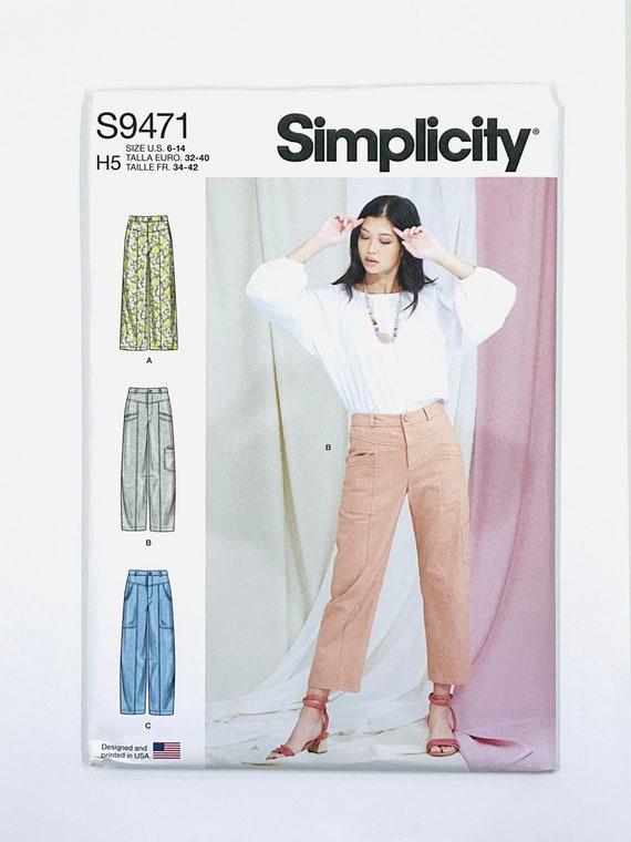 Simplicity 9471 Sewing Pattern for Women, Women's Pants Sewing Pattern,  Cropped, Wide-Legged, Peg, Elastic Waist Pants, Size (6-14 or 16-24)