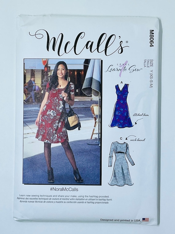 McCall's 8064 Sewing Pattern, M8064 Easy Knit Dress Sewing Pattern for  Women with V, Crew or Scoop Necklines, Size (Xs-S-M or L-Xl-Xxl)