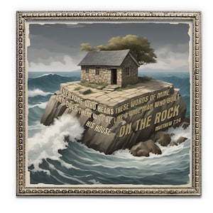 Matthew 7:24, Wise Man House on the Rock, Bible Poster, Sermon Graphic, Bible Study, Bible Story, Bible Sketches, Bible Verse Poster