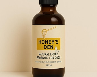 Probiótico líquido orgánico para perros: Salud intestinal y apoyo para cachorros (botella reciclable de 200 ml)
