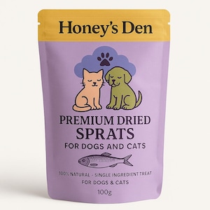 Premium Dried Sprats for Dogs & Cats | 100% Natural Fish Treat | Omega-3 Rich | Single Ingredient | Healthy Crunchy Snack | 100g