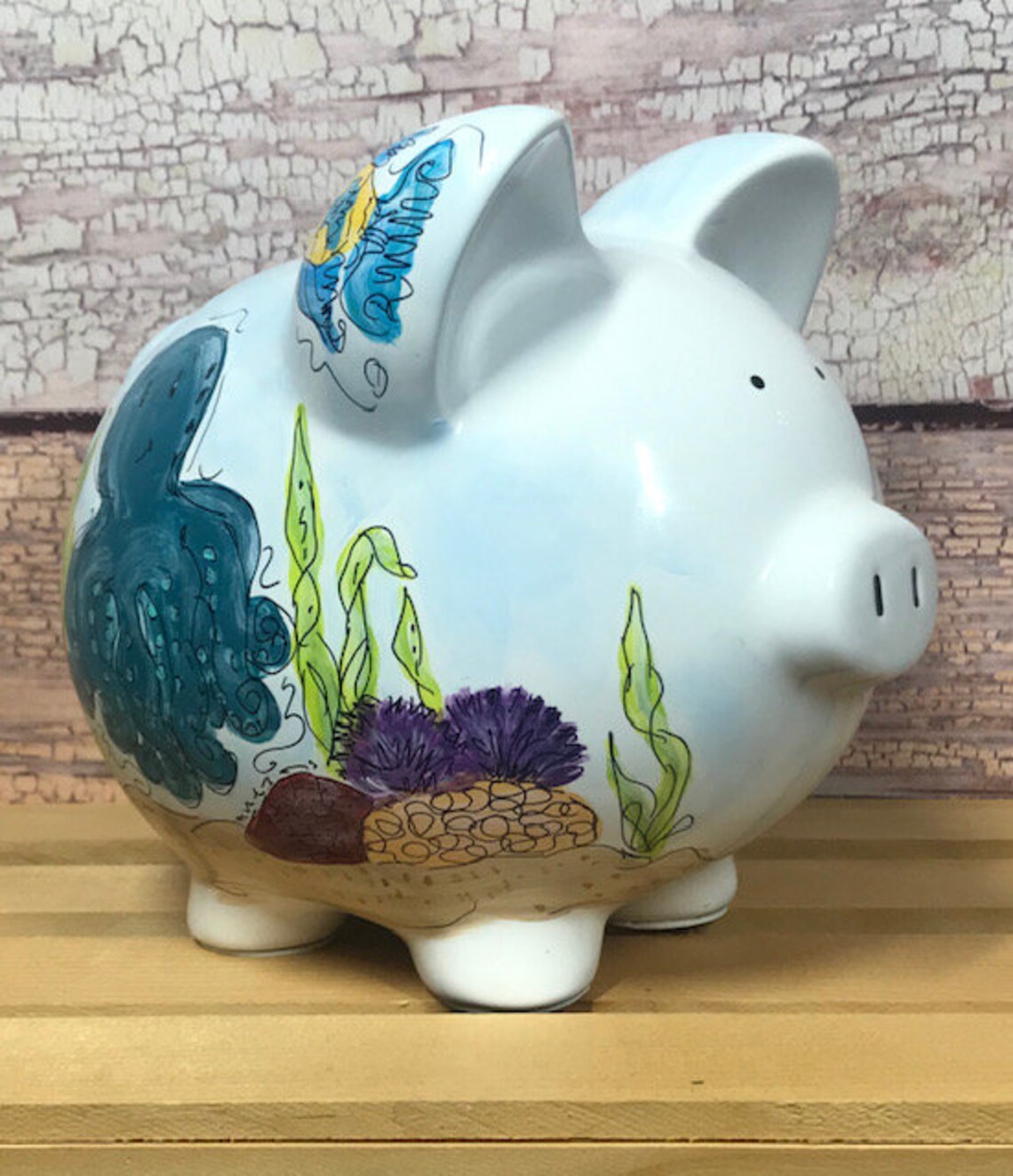 Personalizable Under The Sea Piggy Bank Handpainted Etsy 日本