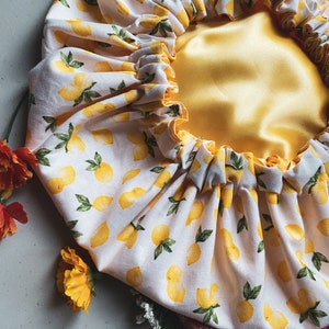 Lemon Print Satin Bonnet for Natural Hair image 1