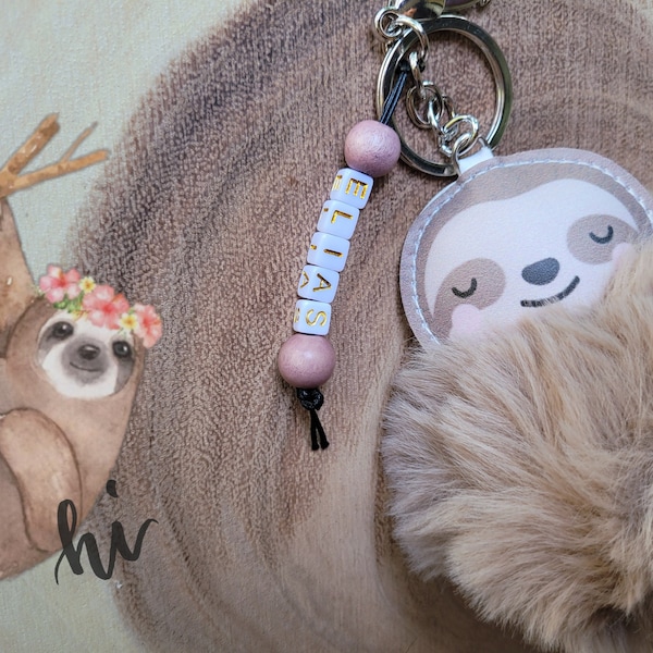 Anhänger FLUFFY SLOTH | Faultier Schlüsselanhänger | Personalisiert | Geschenk