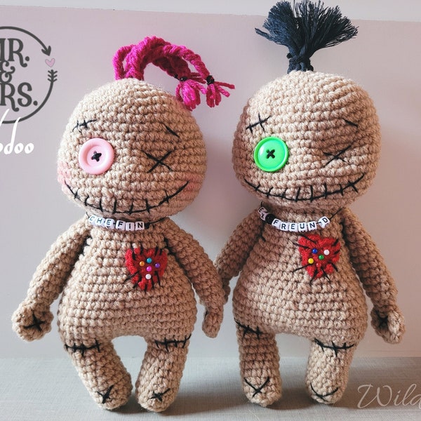 Häkelpuppe MR. & MRS. VOODOO | Mit Pins | Scherzartikel | Personalisiertes Geschenk