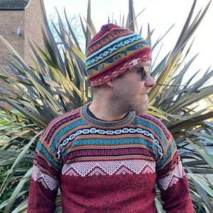Burgunder Alpaka Pullover | Alpaka Wollpullover | Unisex Pullover | Weicher Strickpullover | Boho | Handgewebter Pullover