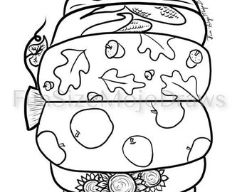 Fall Coloring Page, Thanksgiving Coloring Page, Printable Coloring Sheet