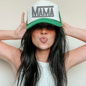 Mama Checkered Hat, Mama Hat, Trucker Hat, Mother&#39;s Day Gift, Gifts, Gift, Hat, Mom, Mommy, Mother, Hat